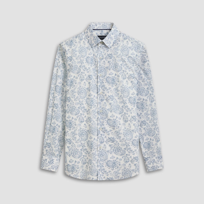 Bugatchi Julian Paisley Long Sleeve Shirt 5-Way Stretch Nwt Msrp $179 Size Xl